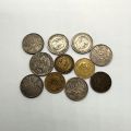 Set of 11 Spanish coins, various types and years