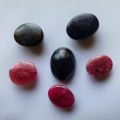 Lot of 3 Rubies and 3 Sapphires oval cabochons for 45.90 Ct total