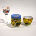 Ensemble de décoration avec bougeoir, photophore et tasse motif chats