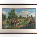 Watercolor by Lucien Rousselot: Hussars of the 6th Regiment on the banks of a river