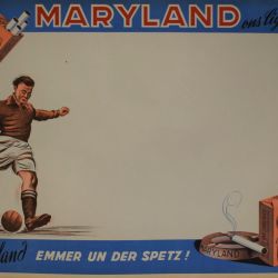 Vintage advertising poster for Maryland cigarettes and soccer games