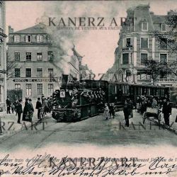 First train of the Luxembourg-Echternach railroad crossing Avenue de l'Arsenal (1904)