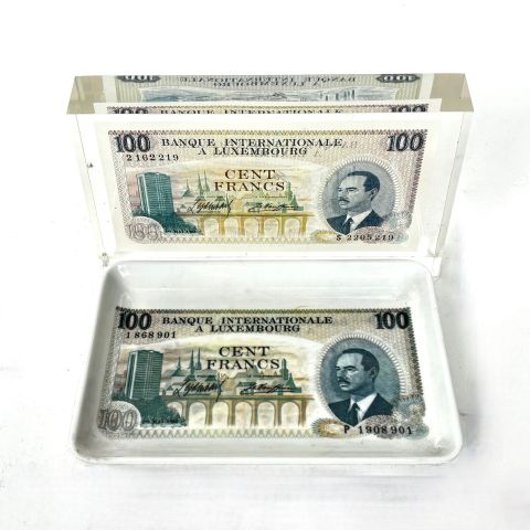 Billet de 100 Francs Grand-Duc Jean 1968, en plexiglas, excellent état