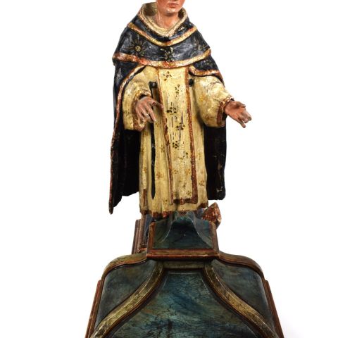 Saint Bruno de Cologne sculpté, XVIIe siècle, bois polychromé, yeux en verre