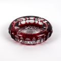 Cendrier en cristal taillé doublé rouge de la Cristallerie de Lorraine, 18 cm