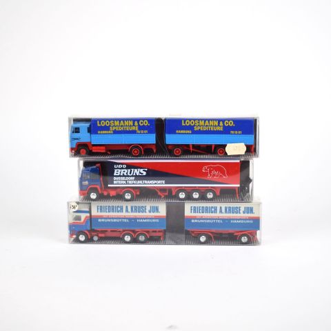 Lot de 3 camions Albedo-Modelle en boîte, état bon, collection à saisir