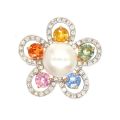 Ring in 18K gold, pearl, multicolored sapphires and brilliants, made in 2012