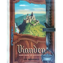 Affiche touristique vintage "Vianden, cité médiévale au Luxembourg" - 100x65 cm