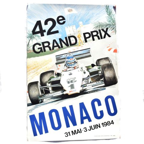 Affiche du 42ème Grand Prix de Monaco, 1984, en très bon état