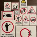 Set of 12 Banksy silkscreen stickers, limited edition 2004