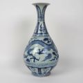Vase Ming en porcelaine bleue et blanche, 33 cm, avec défaut de cuisson
