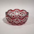 Magnifique coupe en cristal rouge taillé de Val Saint Lambert (Signée) - Diamètre 20 cm