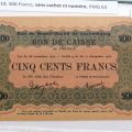Billet rare de 500 Francs 1919, sans cachet ni numéro