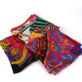 Set of 3 Louis Féraud silk squares, geometric and animal motifs