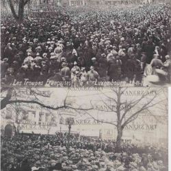 2 photo cards of the entry of French troops into Luxembourg in 1918