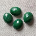 Collection of 4 weakly faceted oval emeralds, certified by GLI