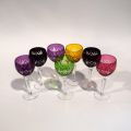 Ensemble de 7 verres à vin en cristal taillé coloré de Bavière