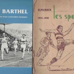 Lot 1 : Almanach LES SPORTS 1903-1938 avec coins de page cornés et dos endommagé
Lot 2 : Gaston ZANGERLÉ : Josy Barthel, La fameuse histoire d'une consécration olympique