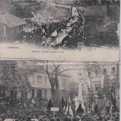 Cartes postales historiques : inauguration et procession, éditions Schoren, 1903-1905