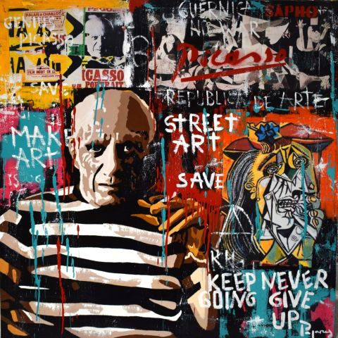 Œuvre contemporaine sur toile : "Never" par Juan Manuel Pajares, 120 x 120 cm