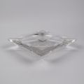 Cendrier carré en cristal Val Saint Lambert, dimensions 16 x 16 cm