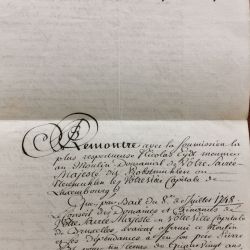 Demande au souverain pour le droit de bois et l'entretien du moulin, 1781