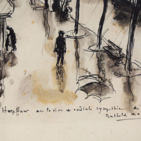 Berthold MAHN (1881-1975), Rue à Paris, Lavis d'encre