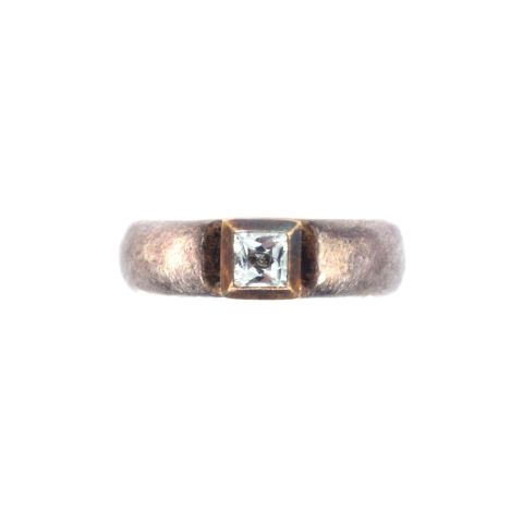 Bague en argent 925, pierre transparente, style brutaliste, taille 57