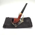 Pipe Dunhill en bruyère, or 14 carats, avec sac en velours. Fumée