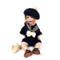 Porzellanpuppe Simon & Halbig, groß, 46 cm, Matrosenanzug, bewegliche Augen