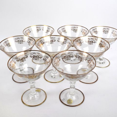Suite de 8 coupes à dessert en verre de Murano, élégance italienne