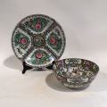Meeting of 2 enamelled porcelains of Canton