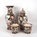 Ensemble en porcelaine Yokohama : vase, potiche et pots à fleurs décoratifs