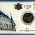 2 euro coin "Lëtzebuerg" under plexiglass from Banque du Luxembourg