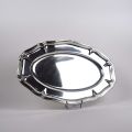 Large silver plated dish with scalloped edges, Wiskemann, 51 x 36 cm