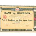 Founder's share of the Gant A. Bourdon company, 1926, with coupons