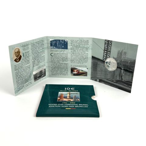Coffret commémoratif 50e anniversaire jonction ferroviaire Nord-Sud, pièce en argent 10 euros