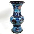 Vase balustre en bronze cloisonné bleu turquoise, motifs de lotus, XXème siècle