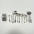 800 and 835 silver set: cake tongs, cutlery and accessories