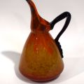 Vase/pichet en verre marmoréen orangé par Charles Schneider, hauteur 34 cm