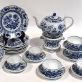 Part of a porcelain service with blue decoration called "à l'oignon".