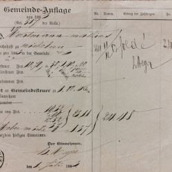 Facture pré-imprimée de Michelau (1883) pour l'impôt communal avec timbre et cachet postal
