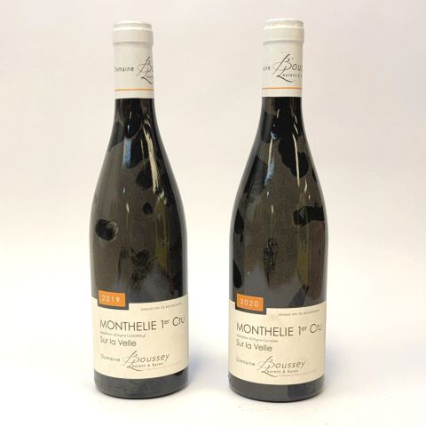 Duo de bouteilles MONTHELIE 1er Cru, Domaine Boussey, millésimes 2019 et 2020