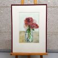 Watercolor signed Gérarde Konsbrück: Bouquet of roses in a vase