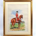 Watercolor by Lucien Rousselot: Gendarme officer in Flanders, circa 1720