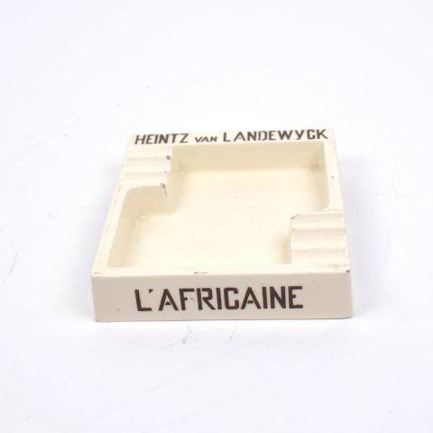 Cendrier carré en faïence Heintz van Landewyck, "Made in Luxembourg", 14 x 13 cm