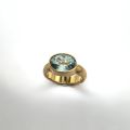 Bague en or 18ct avec pierre semi-précieuse bleu turquoise, taille 53, 9,35g