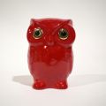 Hibou en émaux rouge de Longwy, hauteur 11 cm