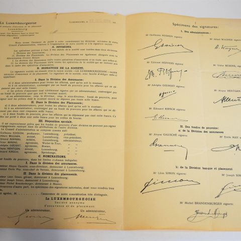 Document de la Compagnie d'Assurances "La Luxembourgeoise" de 1934