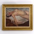 Nu féminin par Georges Far-Si, huile sur panneau, signé, 26 x 20,5 cm